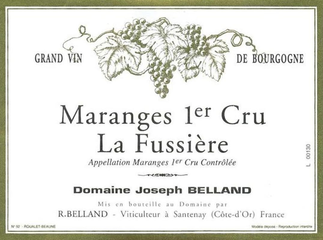 Roger Belland Maranges La Fussiere Premier Cru 2012 Front Label