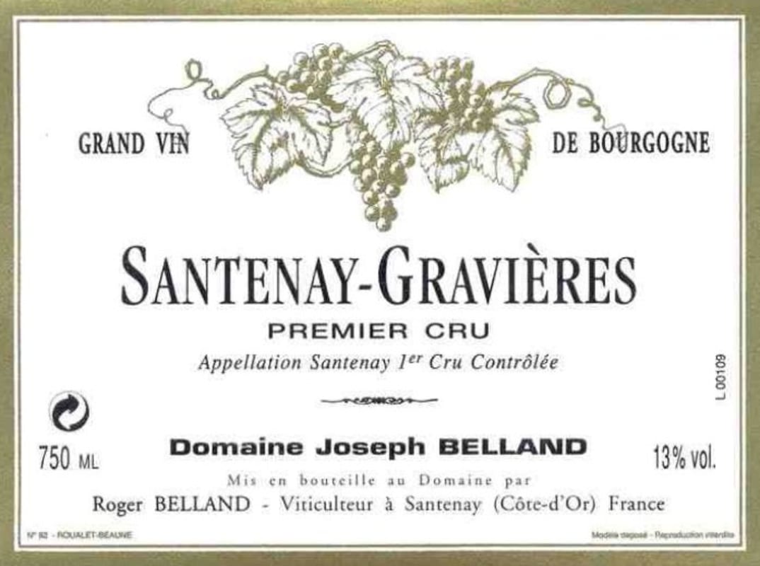 Roger Belland Santenay-Gravieres Premier Cru 2012 Front Label