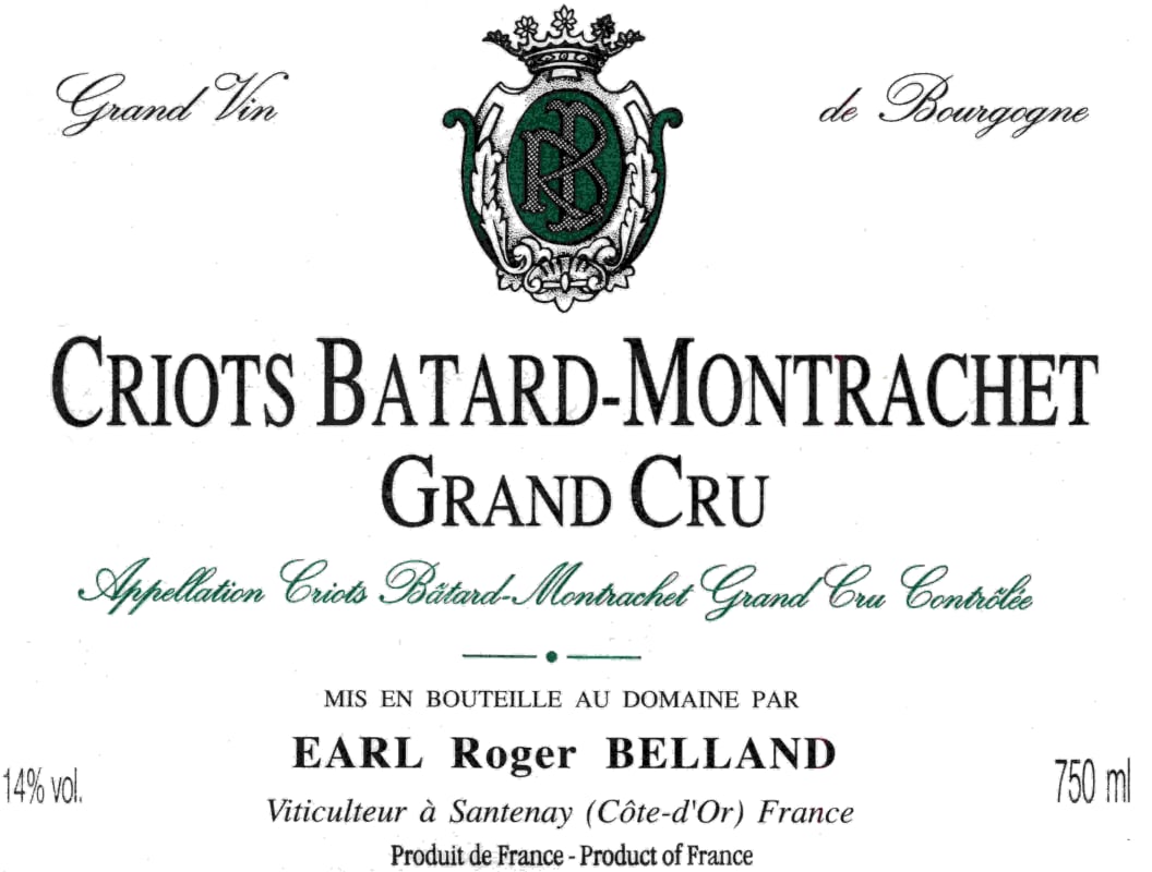 Roger Belland Criots Batard-Montrachet Grand Cru 2013 Front Label