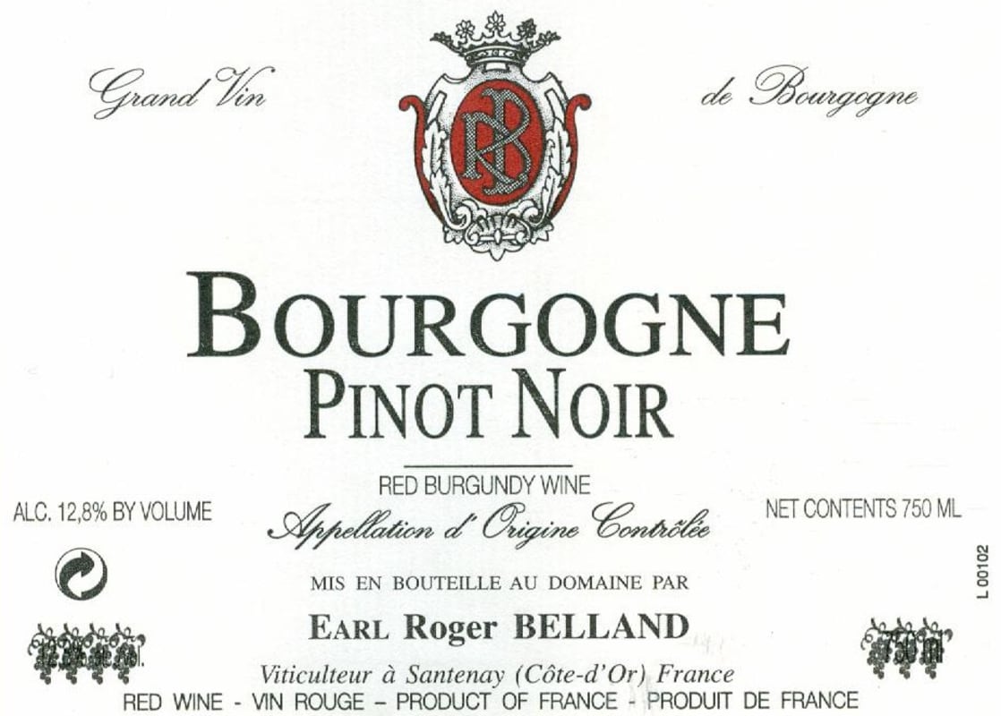 Roger Belland Bourgogne Pinot Noir 2011 Front Label