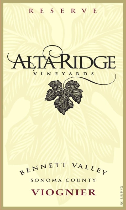 Alta Ridge Vineyards Viognier 2012 Front Label