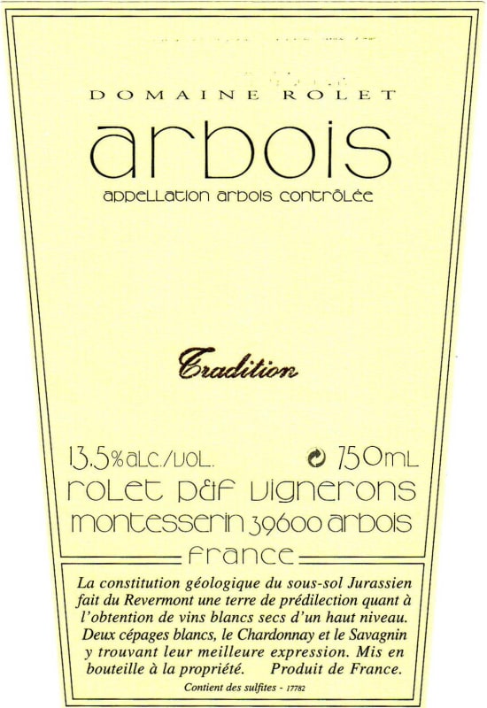 Domaine Rolet Arbois Tradition Blanc 2008 Front Label