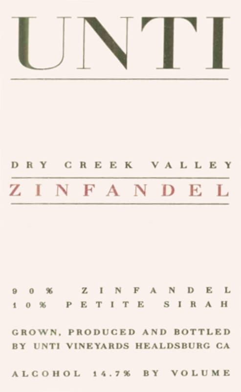 Unti Dry Creek valley Zinfandel 2008 Front Label