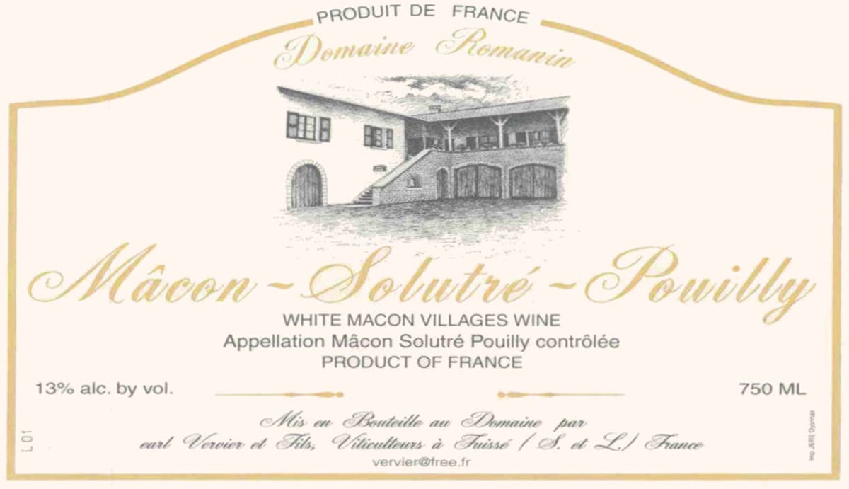 Domaine Romanin Macon-Solutre-Pouilly 2014 Front Label