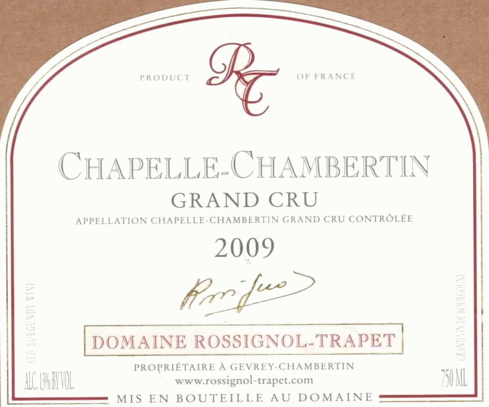 Domaine Rossignol-Trapet Chapelle-Chambertin Grand Cru 2009 Front Label