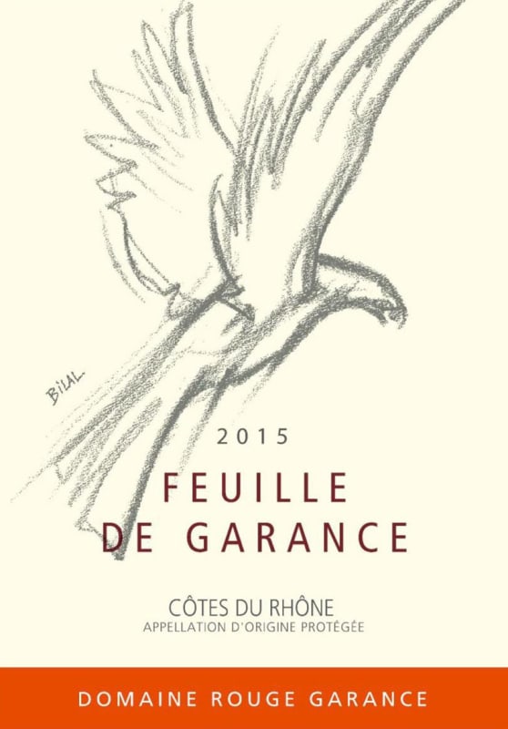 Domaine Rouge Garance Cotes du Rhone Feuille de Garance 2015 Front Label