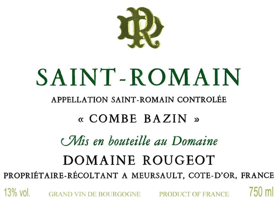Domaine Rougeot-Dupin Saint-Romain Combe Bazin 2012 Front Label