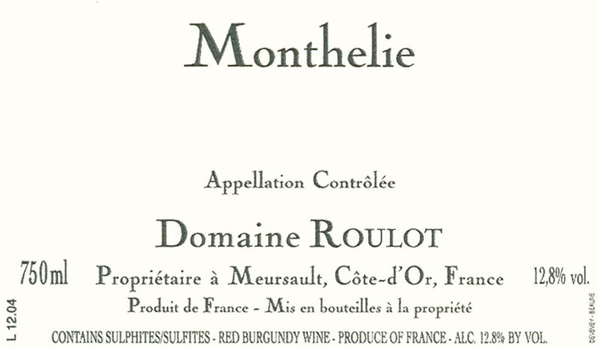 Domaine Roulot Monthelie 2014 Front Label