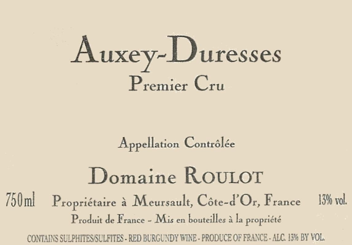 Domaine Roulot Auxey-Duresses Premier Cru Rouge 2009 Front Label