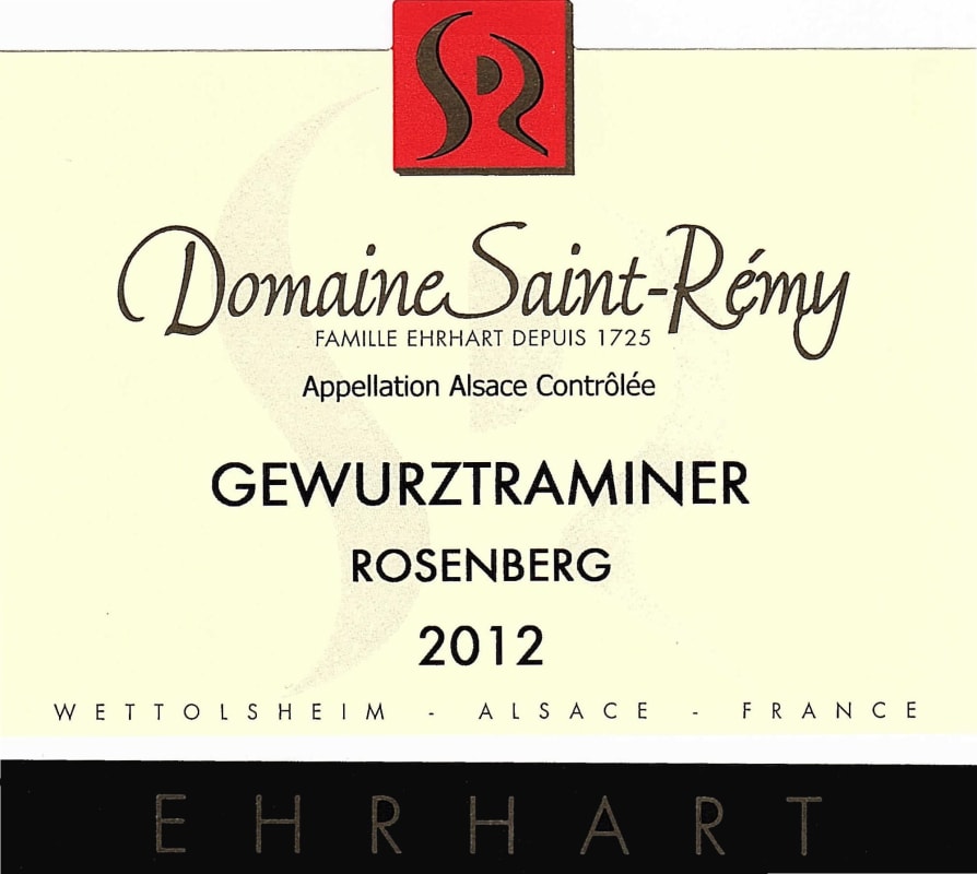Domaine Saint-Remy Rosenberg Gewurztraminer 2012 Front Label