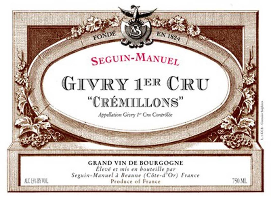 Domaine Seguin-Manuel Givry Cremillons Premier Cru 2013 Front Label