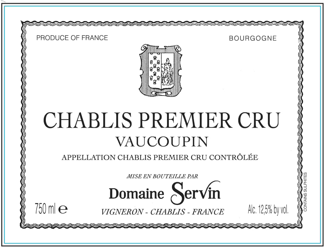Domaine Servin Chablis Vaucoupin Premier Cru 2013 Front Label