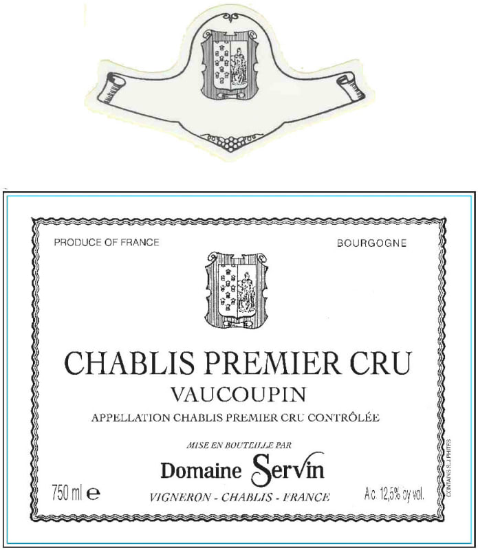Domaine Servin Chablis Vaucoupin Premier Cru 2014 Front Label