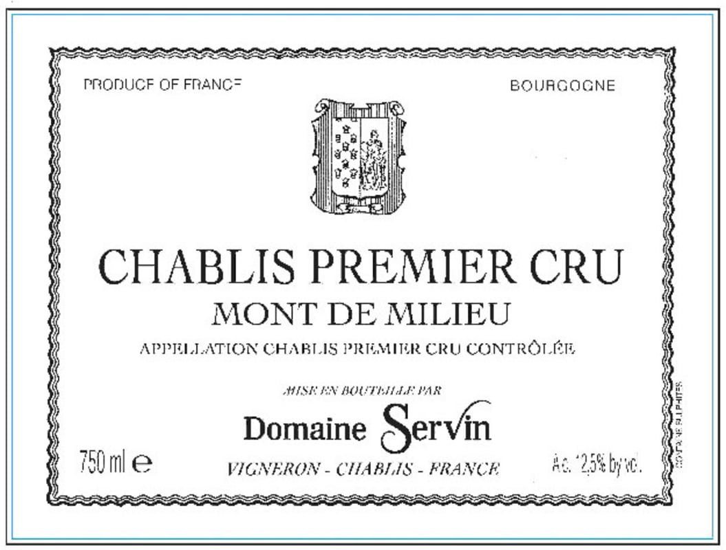 Domaine Servin Chablis Mont de Milieu Premier Cru 2014 Front Label
