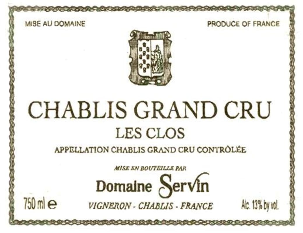Domaine Servin Chablis Les Clos Grand Cru 2013 Front Label