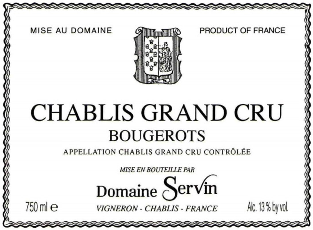Domaine Servin Chablis Bougerots Grand Cru 2011 Front Label