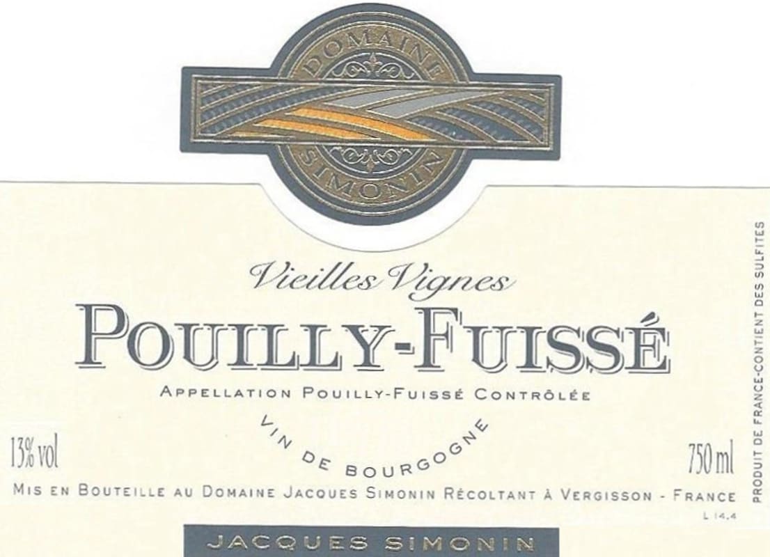 Domaine Simonin Pouilly-Fuisse Vieilles Vignes 2015 Front Label