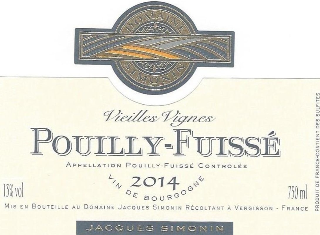 Domaine Simonin Pouilly-Fuisse Vieilles Vignes 2014 Front Label