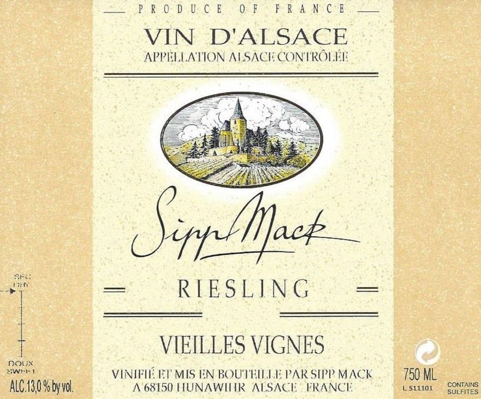 Domaine Sipp Mack Vieilles Vignes Riesling 2012 Front Label