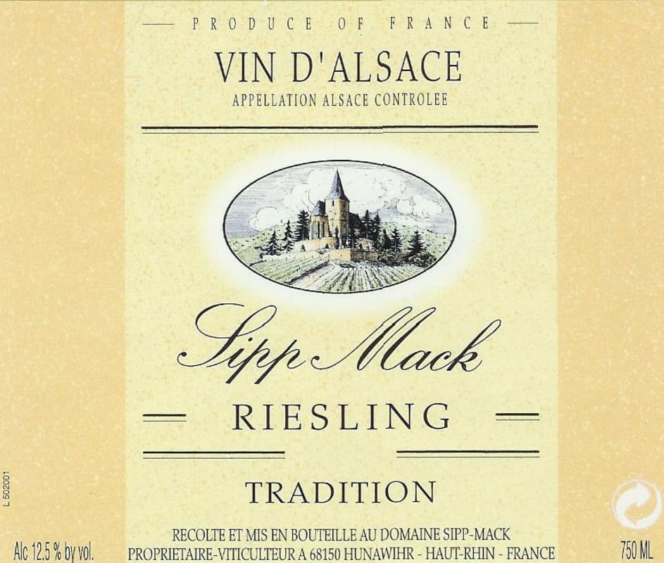 Domaine Sipp Mack Tradition Riesling 2007 Front Label