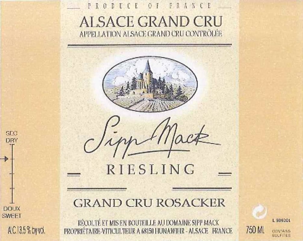 Domaine Sipp Mack Rosacker Alsace Grand Cru Riesling 2009 Front Label