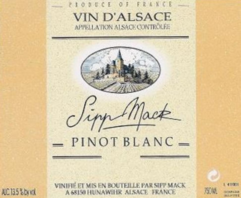 Domaine Sipp Mack Pinot Blanc 2012 Front Label