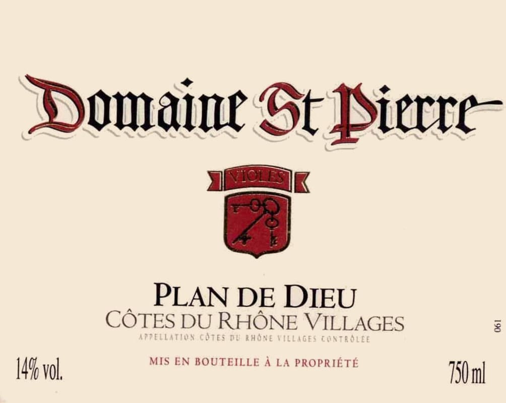 Domaine St Pierre Cotes du Rhone Villages Plan de Dieu 2007 Front Label