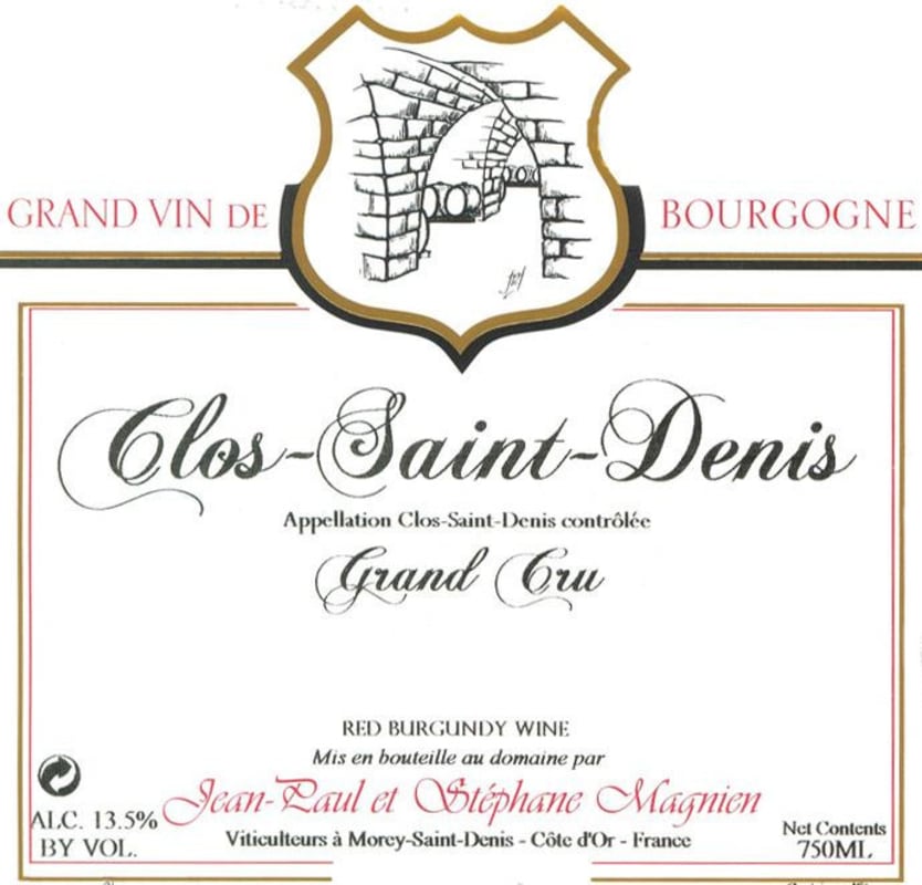 Domaine Stephane Magnien Clos-Saint-Denis Grand Cru 2012 Front Label