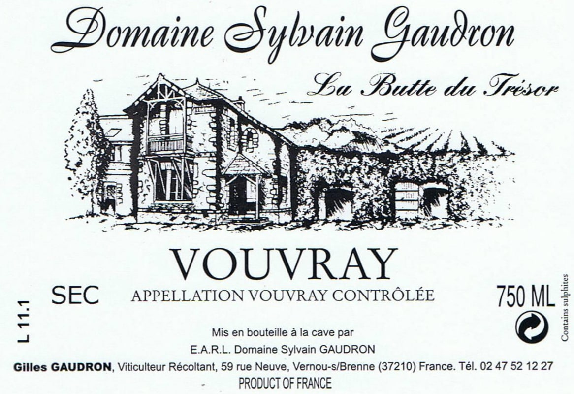 Domaine Sylvain Gaudron Vouvray La Butte du Tresor 2013 Front Label