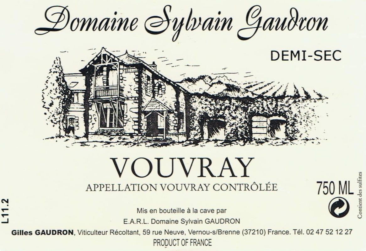 Domaine Sylvain Gaudron Vouvray Demi-Sec 2013 Front Label