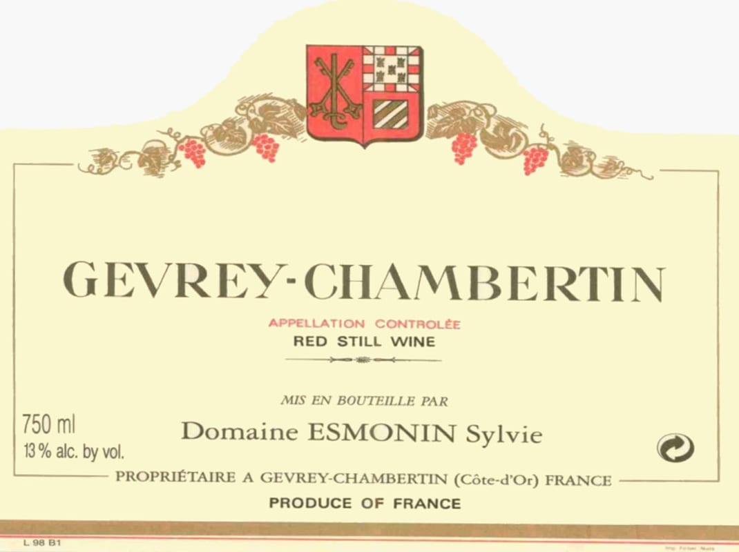 Domaine Sylvie Esmonin Gevrey-Chambertin 2013 Front Label