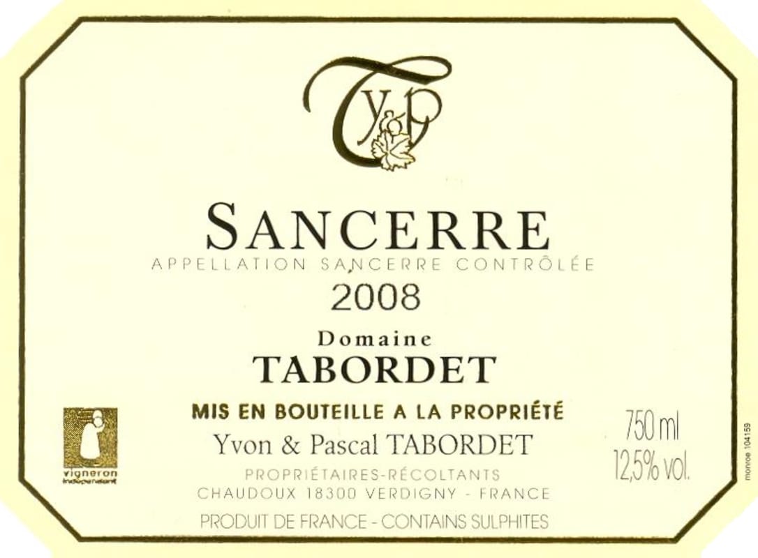Domaine Tabordet Sancerre 2008 Front Label