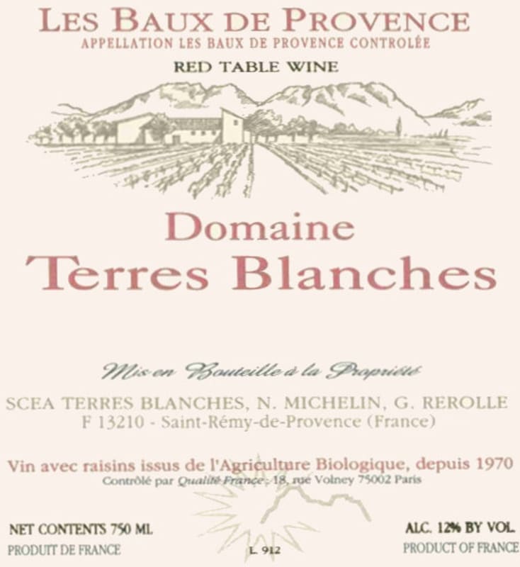 Domaine des Terres Blanches Les Baux de Provence Rouge 2006 Front Label