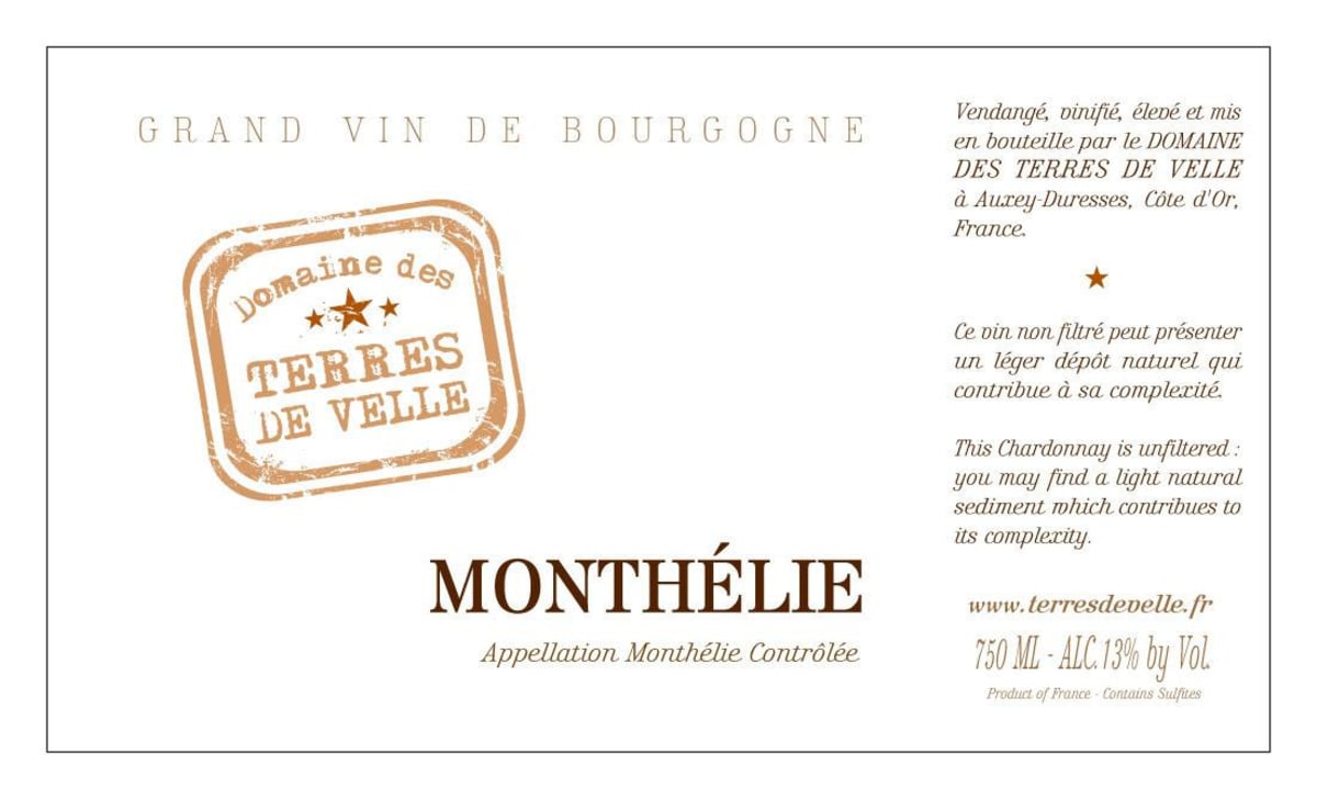 Domaine Terres De Velle Monthelie 2014 Front Label
