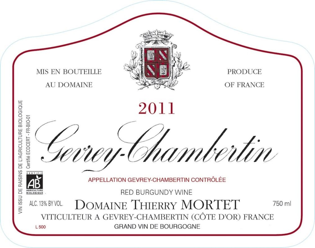 Domaine Thierry Mortet Gevrey-Chambertin 2011 Front Label