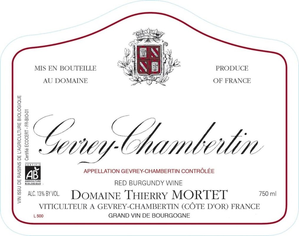 Domaine Thierry Mortet Gevrey-Chambertin 2012 Front Label