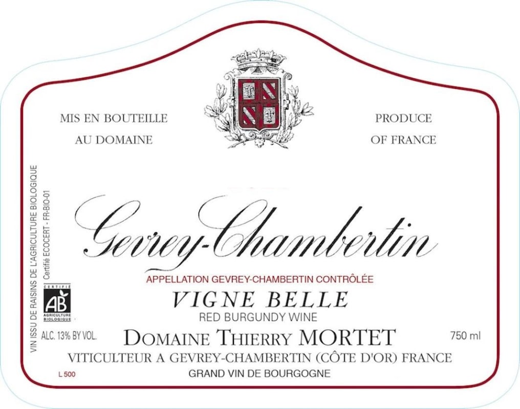 Domaine Thierry Mortet Gevrey-Chambertin Vigne Belle 2013 Front Label