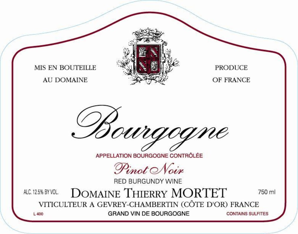 Domaine Thierry Mortet Bourgogne Pinot Noir 2014 Front Label