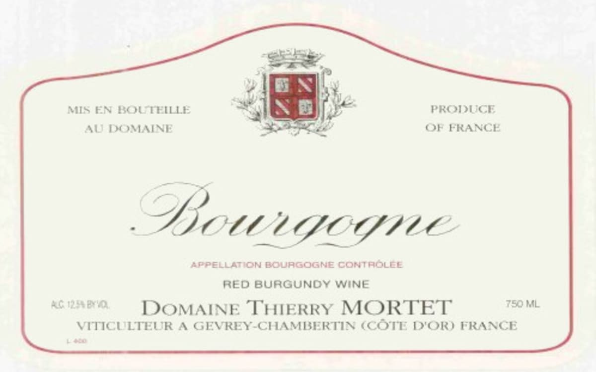 Domaine Thierry Mortet Bourgogne Pinot Noir 2008 Front Label