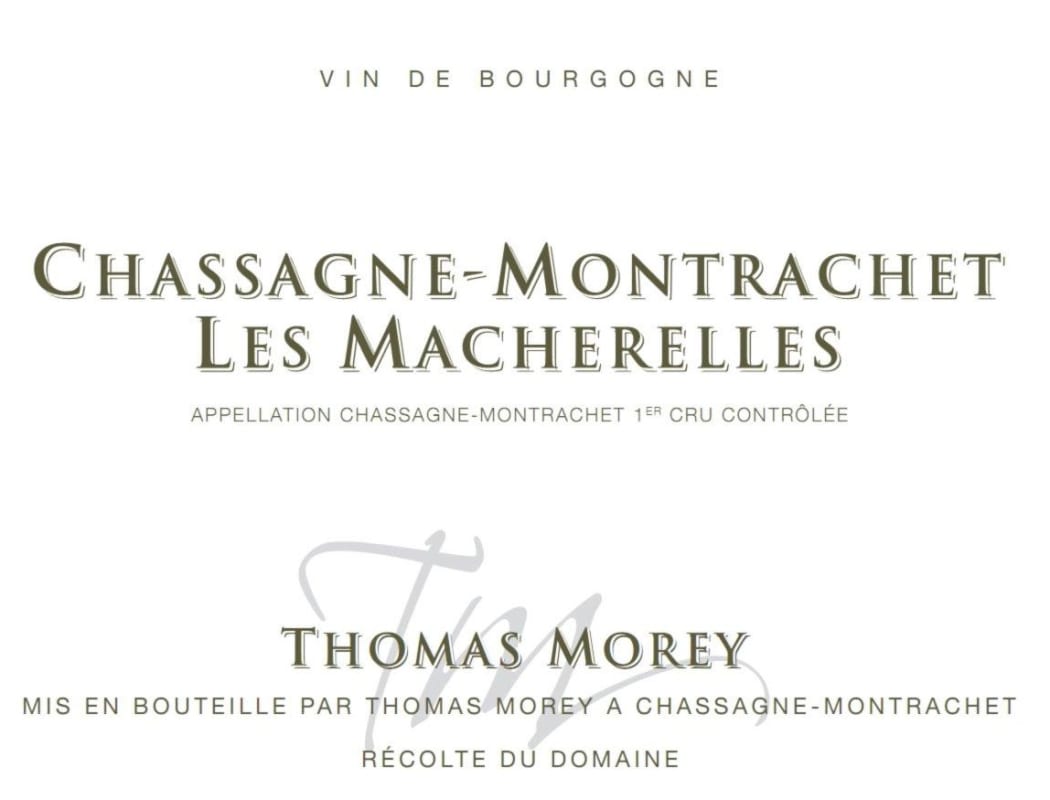 Domaine Thomas Morey Chassagne-Montrachet Les Macherelles 2014 Front Label