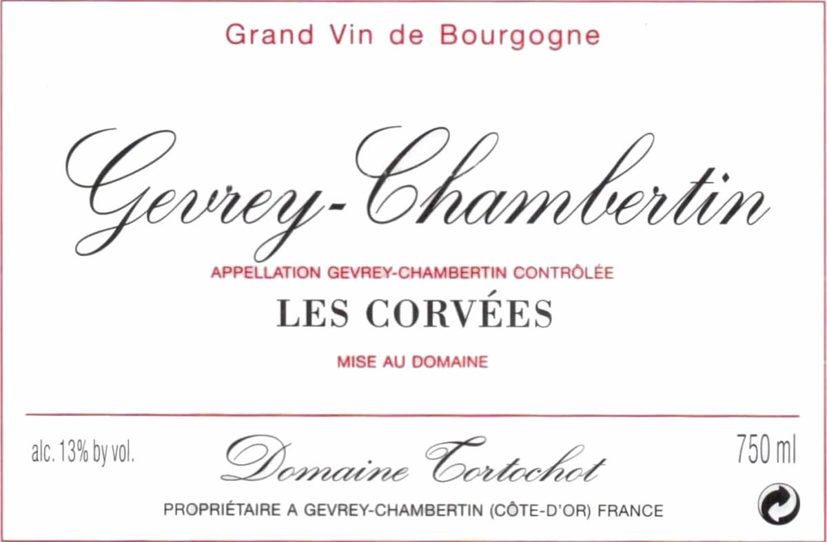 Domaine Tortochot Gevrey-Chambertin Les Corvees 2012 Front Label