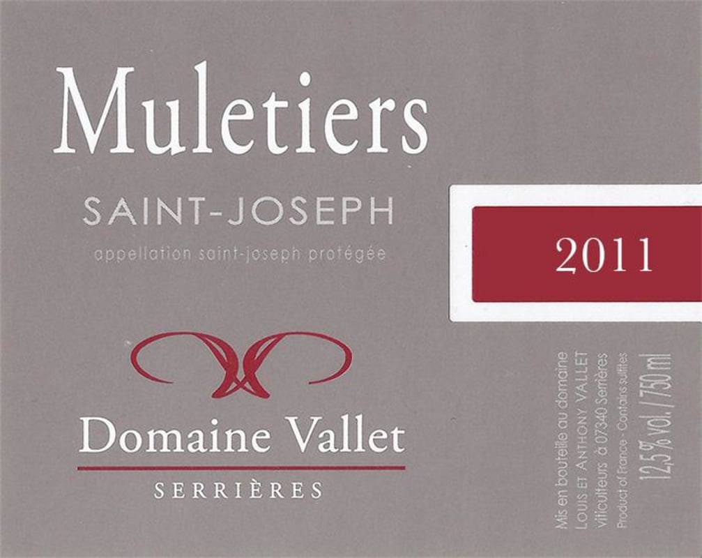Domaine Vallet Saint-Joseph Muletiers 2011 Front Label