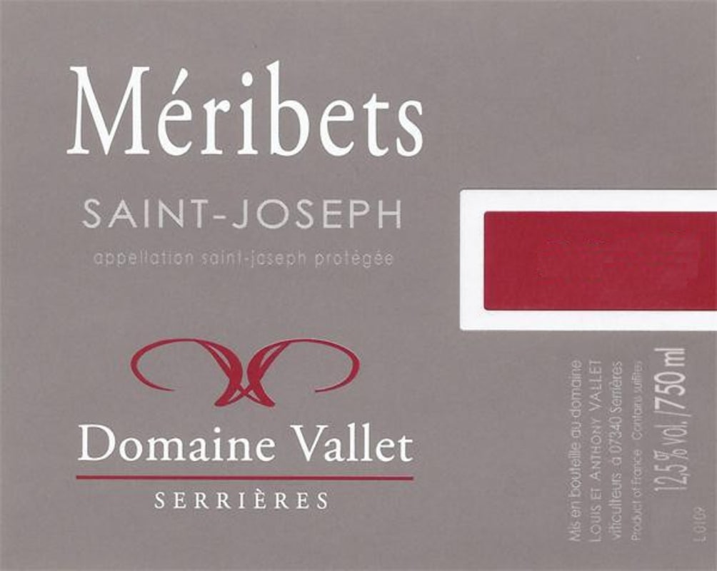 Domaine Vallet Saint-Joseph Meribets 2012 Front Label