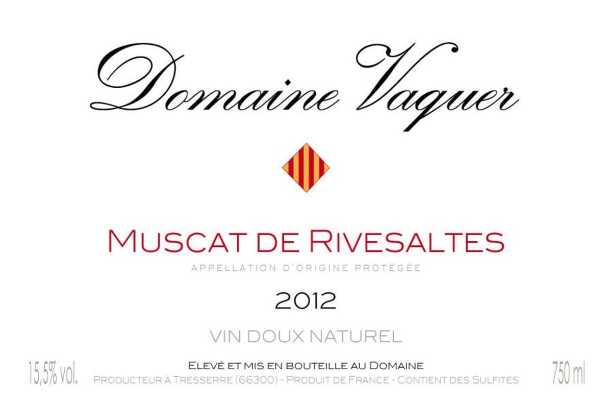 Domaine Vaquer Muscat de Rivesaltes 2012 Front Label