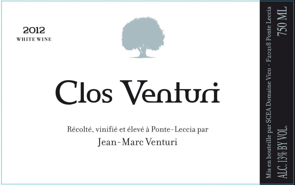 Domaine Vico Vin de Corse Clos Venturi Blanc 2012 Front Label