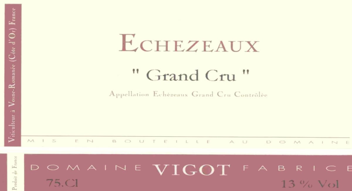 Domaine Vigot Fabrice Echezeaux Grand Cru 2007 Front Label