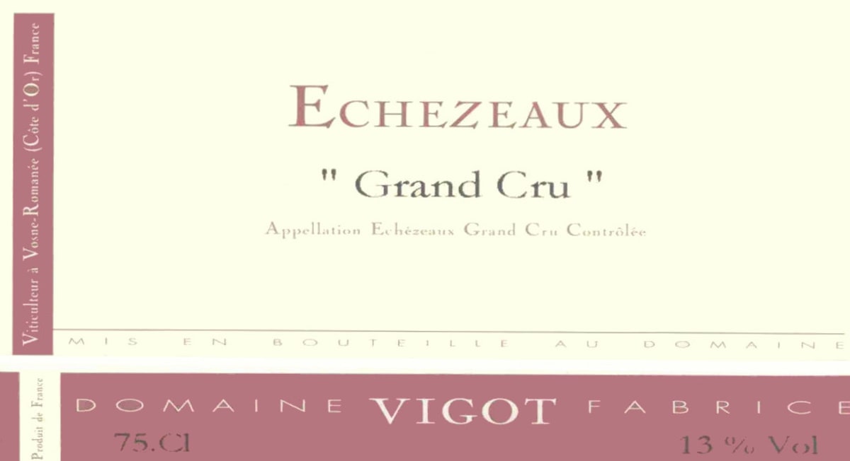 Domaine Vigot Fabrice Echezeaux Grand Cru 2005 Front Label