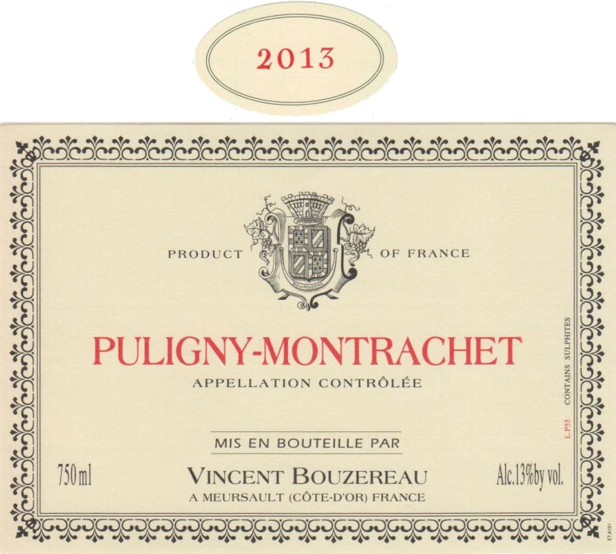 Estraunza Puligny-Montrachet 2013 Front Label