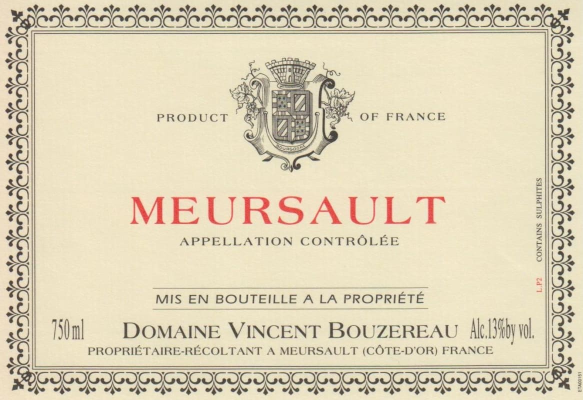 Estraunza Meursault 2013 Front Label