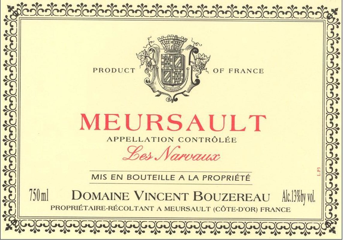 Estraunza Meursault Les Narvaux 2014 Front Label